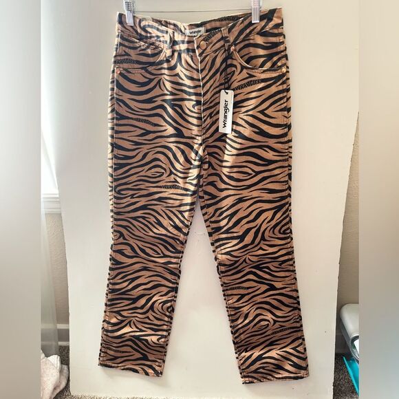 Wrangler Women's High Rise Wild West Purr Print Straight Jeans - Picture 1 of 12